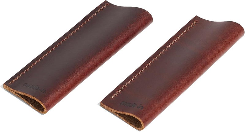 Madein Cookware - Leather Handle Covers - Set of 2 - Custom fit to The Carbon Steel Griddle and Grill Press - Image 1